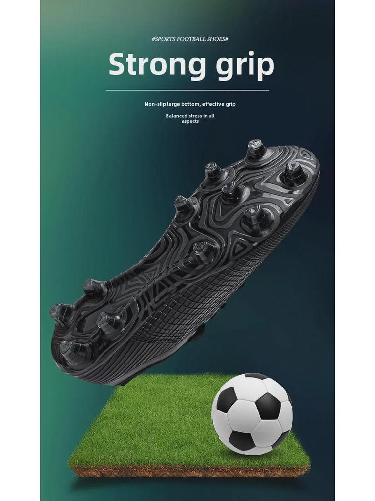 Unisex Non-Slip Black TF Soccer Shoes - Inspired by Ronaldo & Messi for Teens & Adults