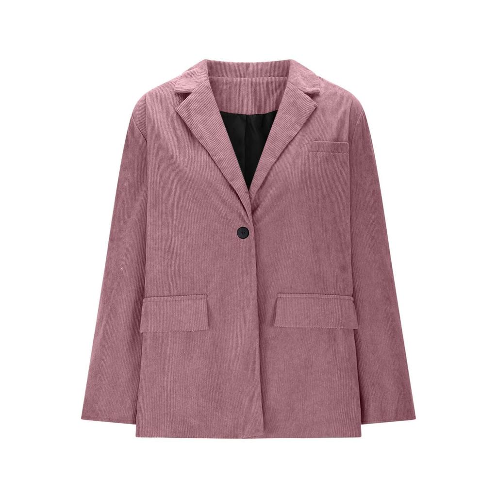 Womens Lapel Corduroy Jacket Dressy Casual Open Front Business Suit Jackets Trendy Work Coats With Pockets