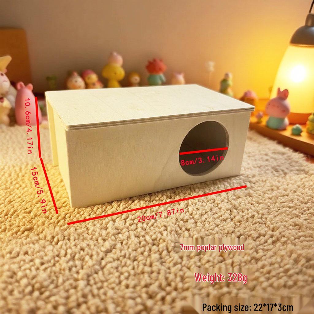 

Wooden Hamster Nest & Hideout Cage Natural Wood