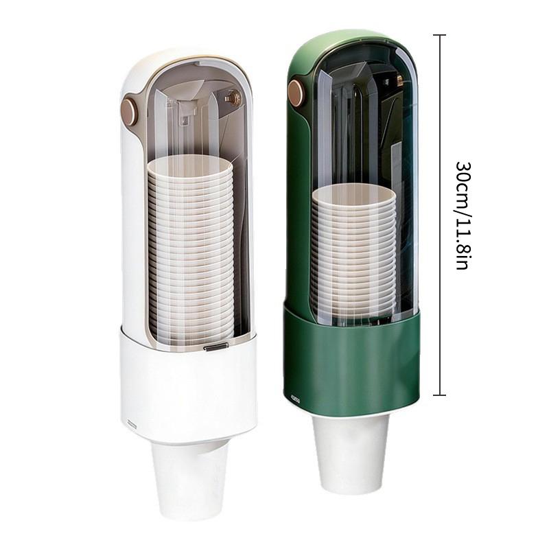 Wall-Mounted No-Drill Disposable Cup Dispenser Household Paper Cup Holder Dustproof Cup Storage Rack