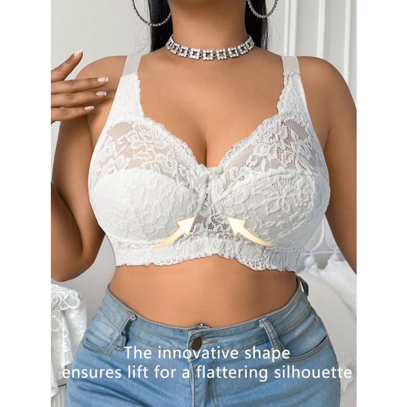 Lace Embroidery Comfortable Side Gathering Plus Size Sexy Daily Bra For Women