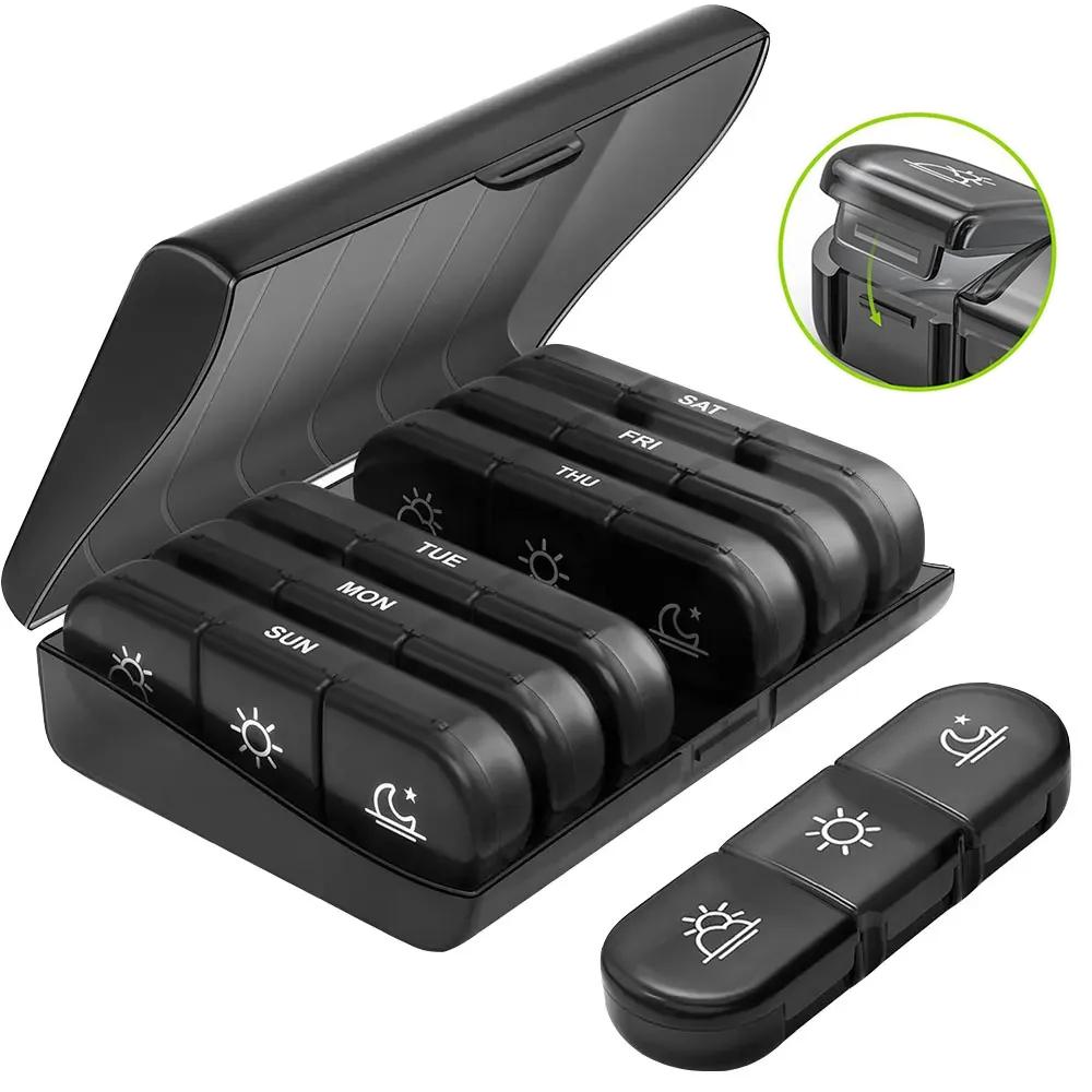 Krabička na pilulky Organizér na 7 dní 21 mřížek 3krát Jeden den Přenosné cestování s velkými přihrádkami na vitamíny Léky Rybí oleje