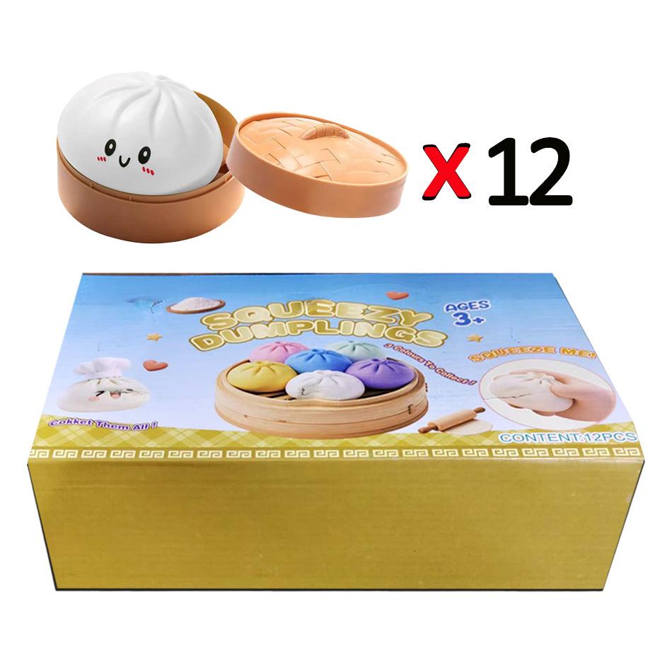 Dumpling Stress Balls Fidget Sensory Toy Simulation Food with Little Steamer Squeeze Dough Ball Stress Relief Hand Toy