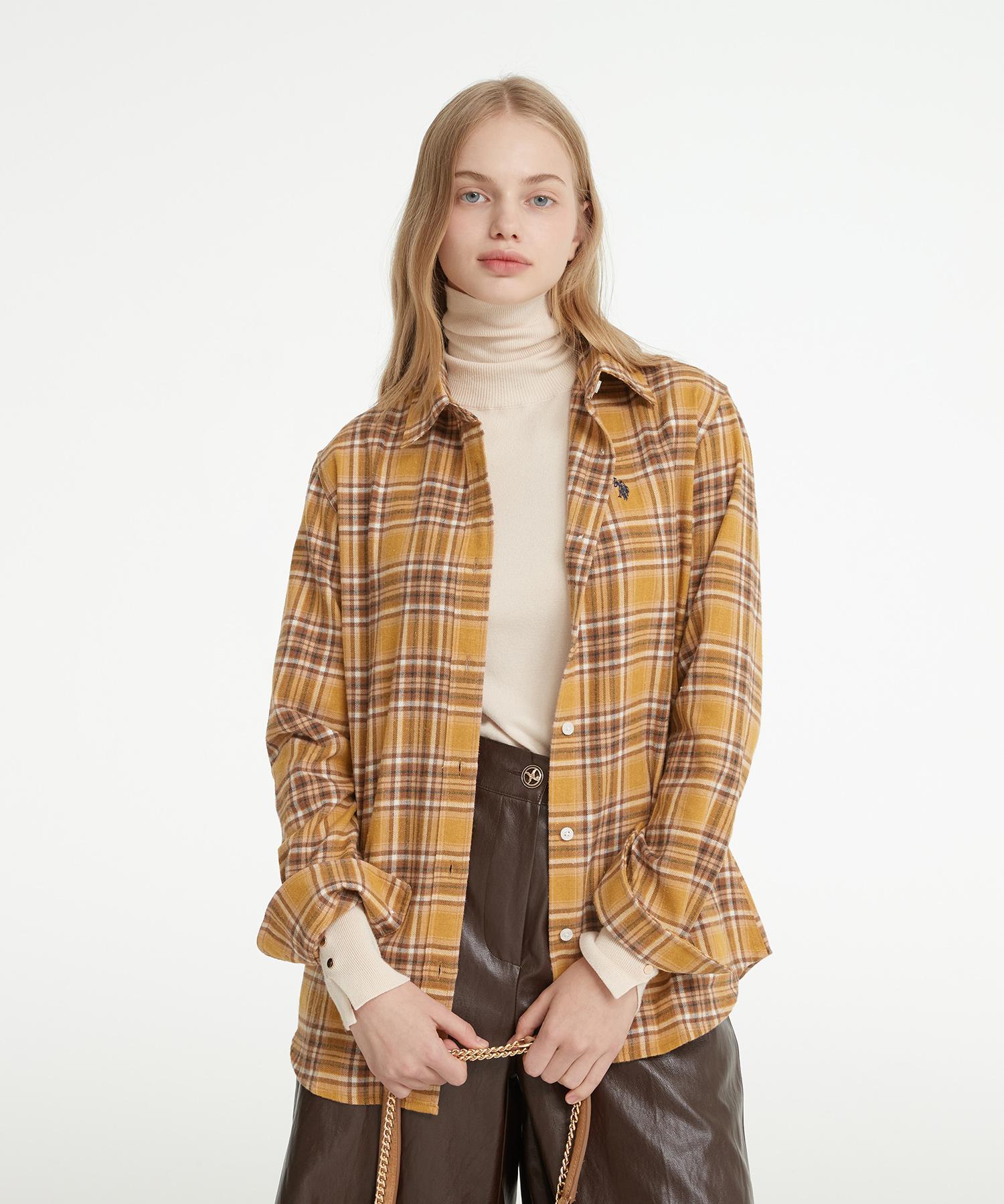 Us Polo Assn Cotton Brushed Shirt_Brown Check Brown Check/100