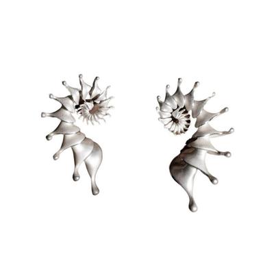 Fashion Forward Textured Conch Design Stud Earrings Lightweight Comfortable Wear Trendy Accessory Multiple Outfit Styles