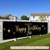 70th Birthday Yard Banner, Black & Golden Balloons Design, Polyester Outdoor Garden Front Door Decoration