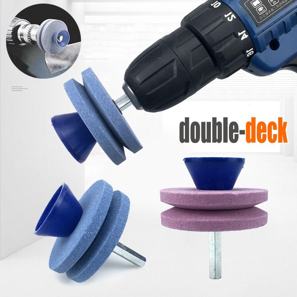 Quick Install Lawn Mower Edge Sharpener Double-layer Edge Whetstone Grinding Wheel  Electric Drill