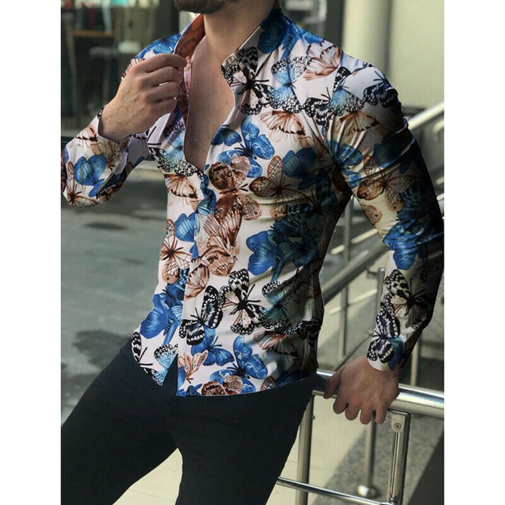 Buy Men Floral Shirt Casual Long Sleeve 