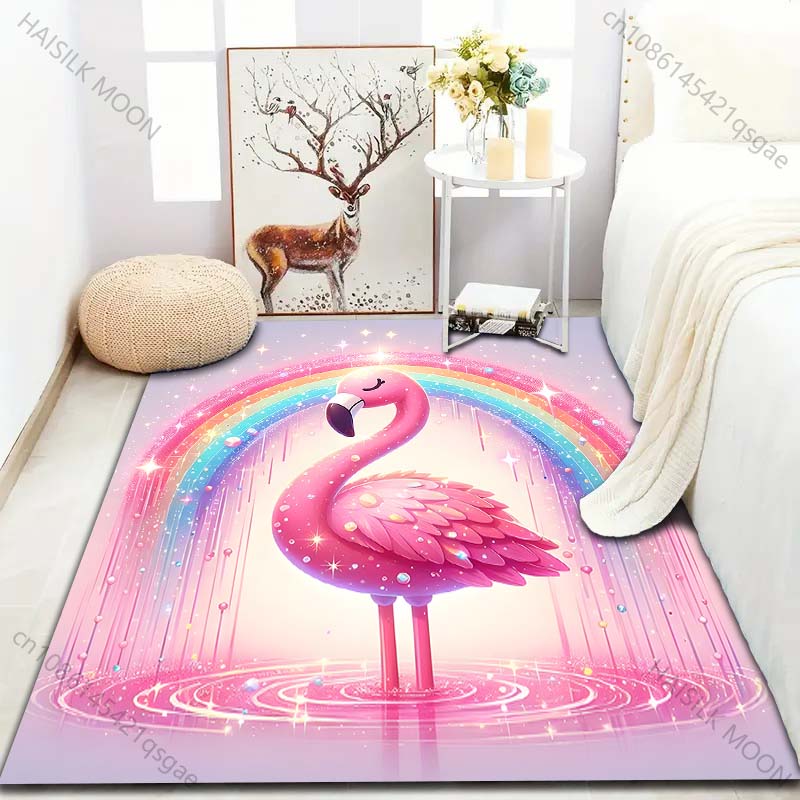 1PC Elegant Flamingo Print Carpet for Living Room Bedroom Sofa Doormat Home Decor Area Rugged Non-slip Floor Mat Large Size