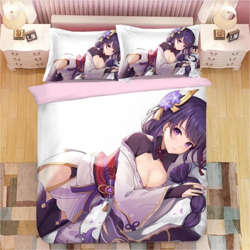 Animekaraktär, Mikrofiber Sängkläder, Barnsänglinne med Dragkedja Rumsdekor Påslakan för Tonåringar vuxen Lila‘