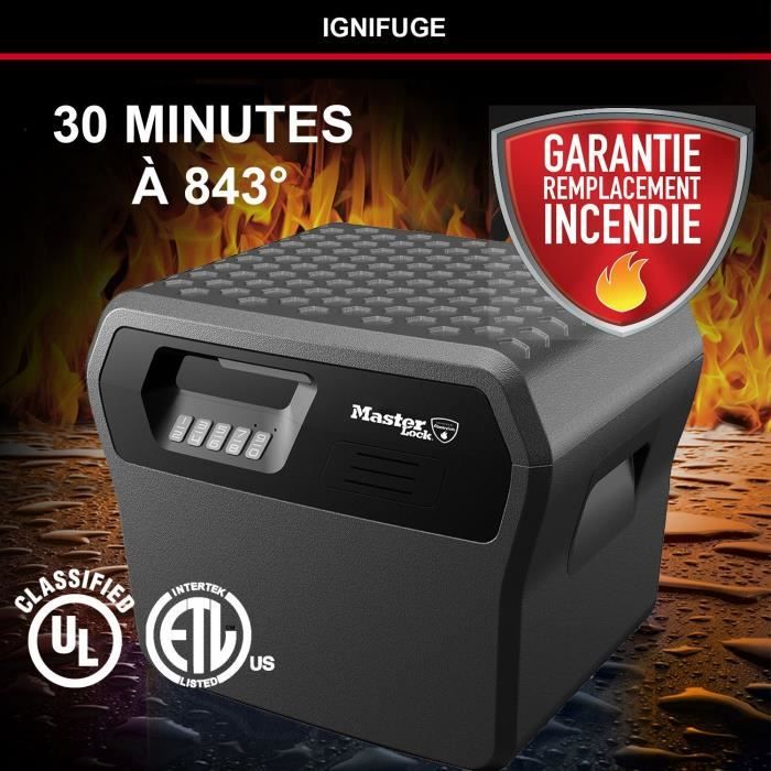 Caisse de sécurité anti feu - master lock - fhw40300eurhro - ignifuge et etanche - large 18,5l - combinaison electronique