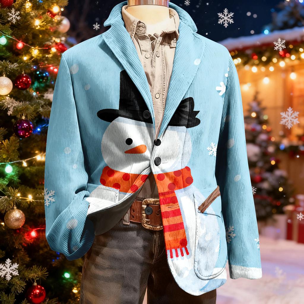 Giacca Cardigan da Uomo Brutta Natalizia in Velluto a Coste Calda con Tasche Abito Casual da Uomo