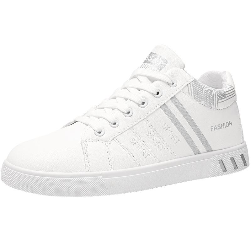 2024 Spring Men's Casual White Mid-High Skate Shoes, Extra Large Size, Trendy Breathable Sports Design