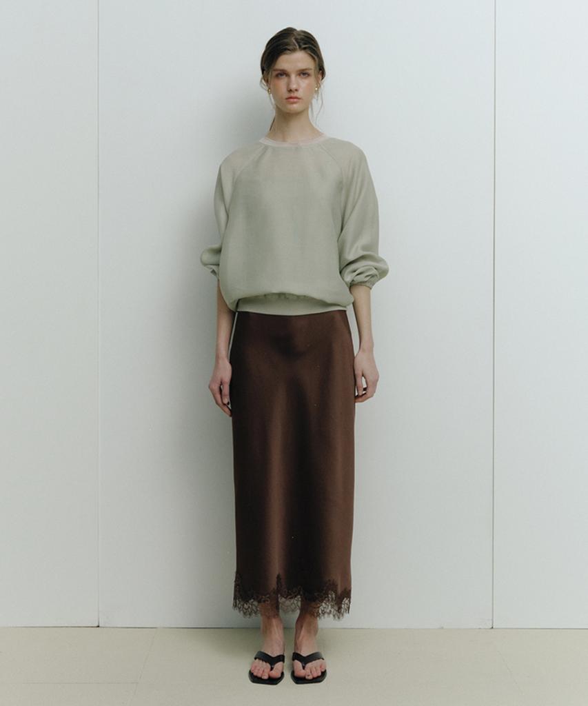 Sellebsyabedisyeon 26Ss Lace Patch Satin Skirt