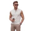 Mens Casual Ribbed Knit Henley Sleeveless Tank Top