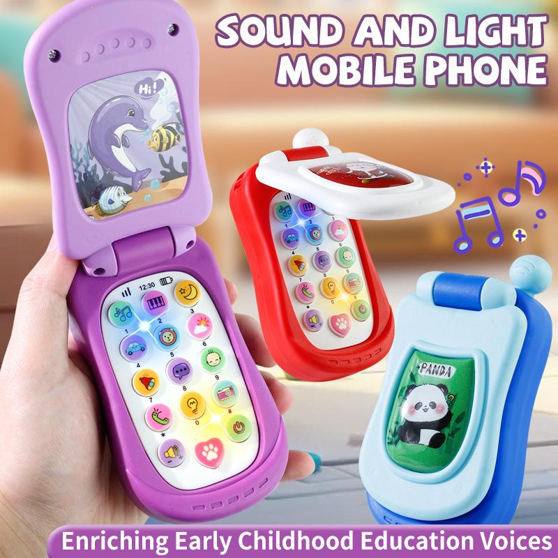 Cartoon Simulation Flip Phone Educational Music Phone Toy Toddler Education Early Voices Toys For Children'S Day Gifts