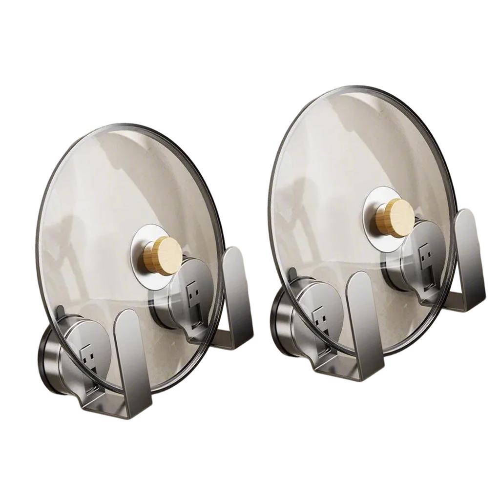2Pieces Wall Mounted Pot Lid Holders Set Without Drilling Required Convenient for Small Kitchens and Limited Space