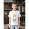 European Size Boys Round-neck Short-sleeved T-shirt with Cartoon Star-head Character Pattern Print