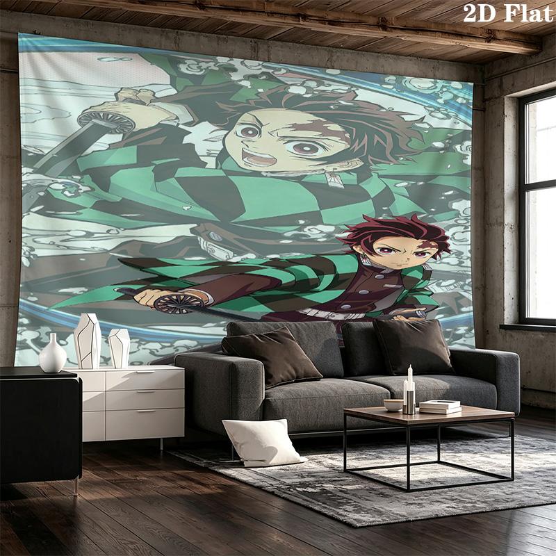 Demon Slayer Wall Tapestry Aesthetic Wall Hanging Printed Fabric Blanket Decorative Tapestries For Bedroom Living Room Home Decor