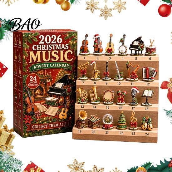 Christmas Advent Calendar Music 2026, 24 Mini Musical Instrument Gift for Lovers Ornaments Countdown Calendar, Musician Holiday Desktop Decor