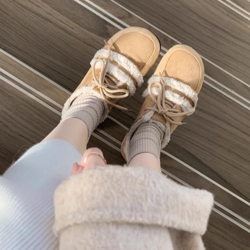 Women's Flats Warm Shoes Winter Fashion New Concise Short Plush Soft Shoes Solid Color Women Cotton Shoes