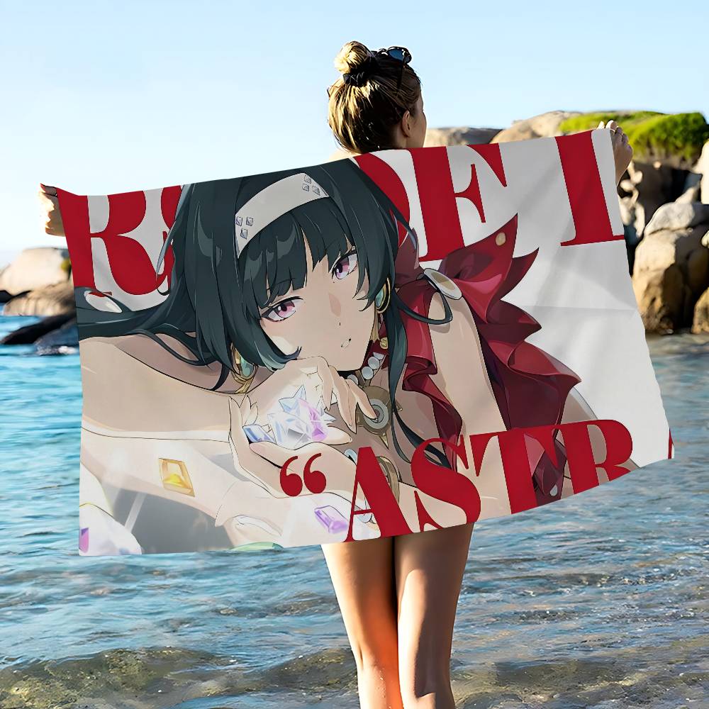 ZZZ Gaming Hoshimi Miyabi Große Mikrofaser Strandtücher Schnelltrocknendes Handtuch Sandstrandtücher Poolhandtuch für Reisen Schwimmbad Yoga