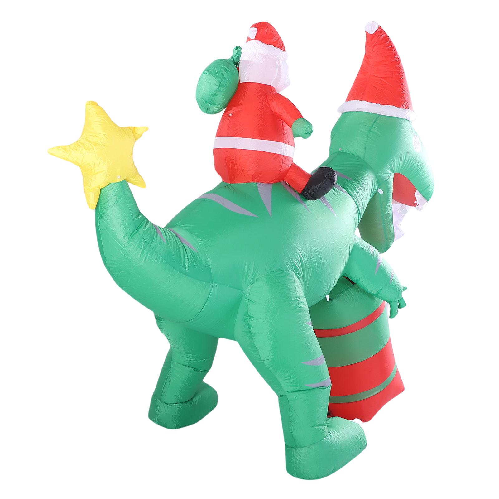 1,8M Gonflable Père Noël Monté sur Dinosaure IP44 Étanche Gonflable Décoration de Jardin de Noël pour Maison Fête Extérieure blue