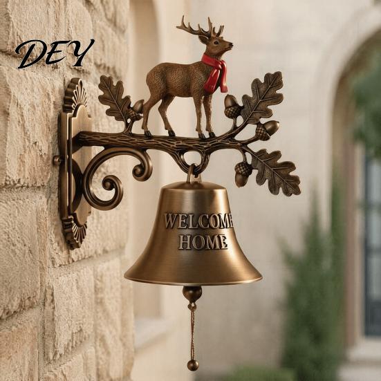 Decorative Metal Door Bell Vintage Christmas Doorbell, Welcome Wall Hanging, Deer/Snowman/Santa Claus/Penguin/Witch Decor, Doorbell Bell, for Entryway