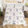 Cute Cartoon Koala Duvet Cover Set Botanical Blossom Floral Comforter Cover Kawaii Wild Animal Koala Bedding Set Twin Queen Size