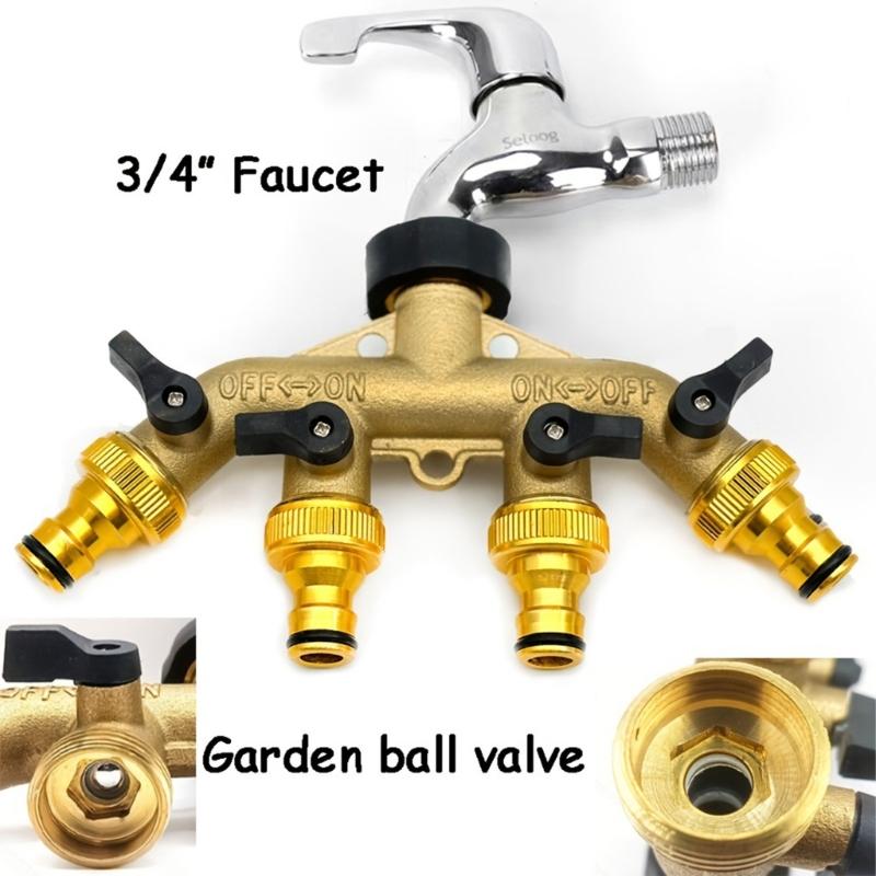 Strong Brass 4 Port Liquid Device Includes 4 Aluminum 3/4 Inch Threaded Nipples For Outdoor Usage