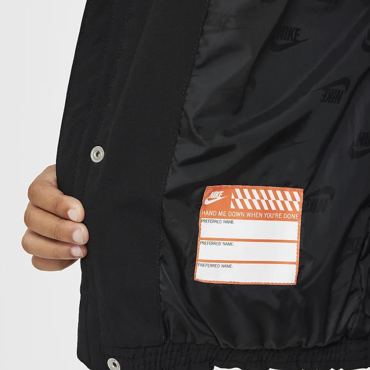 Nike Down Jacket Children Aged 3 7 Years Old Black HQ7310-010