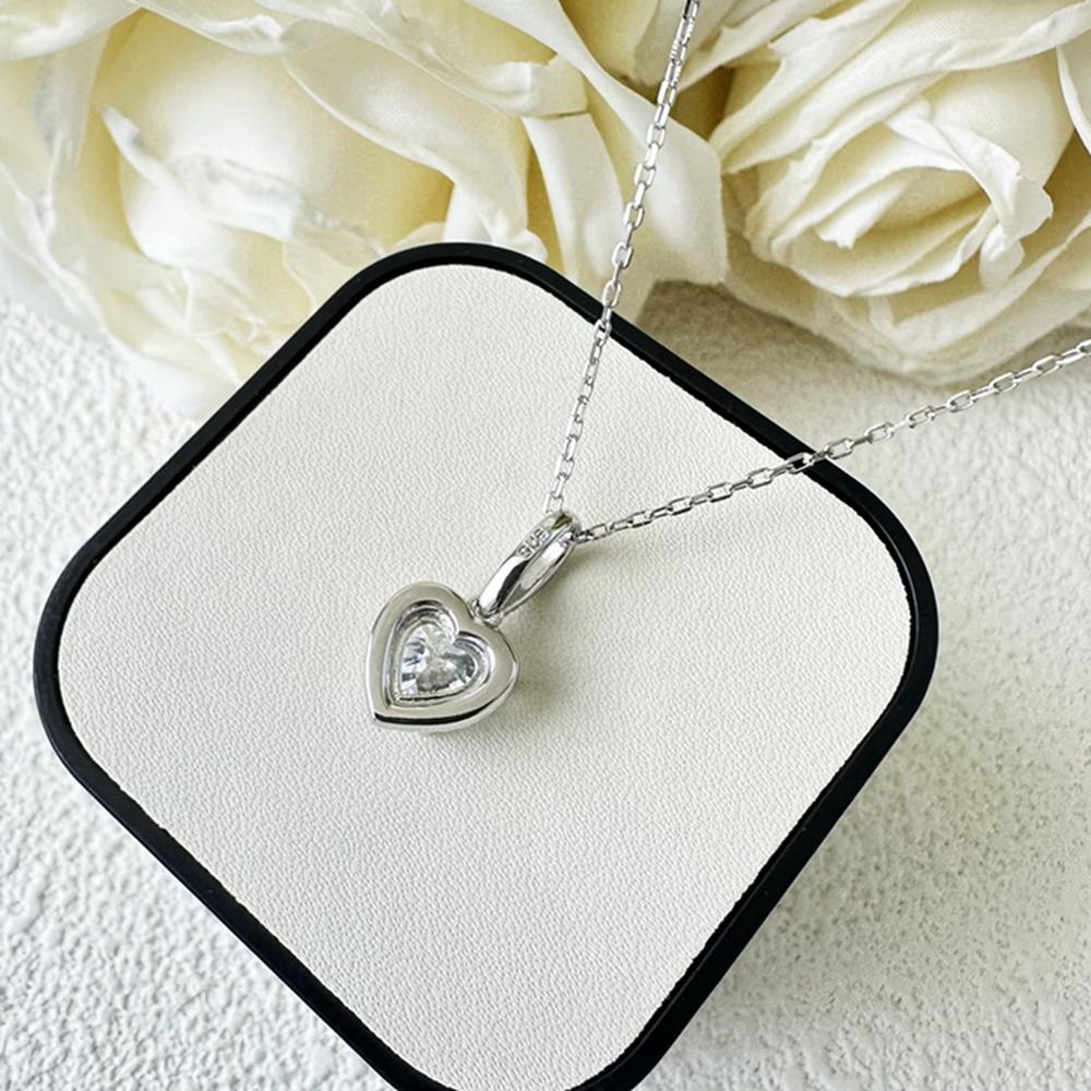Vinregem 100% 925 Sterling Silver VVS1 3EX D Color 1.2CT 7MM Heart Cut Real Moissanite Diamond Gemstone Pendant Necklace Fine Jewelry GRA