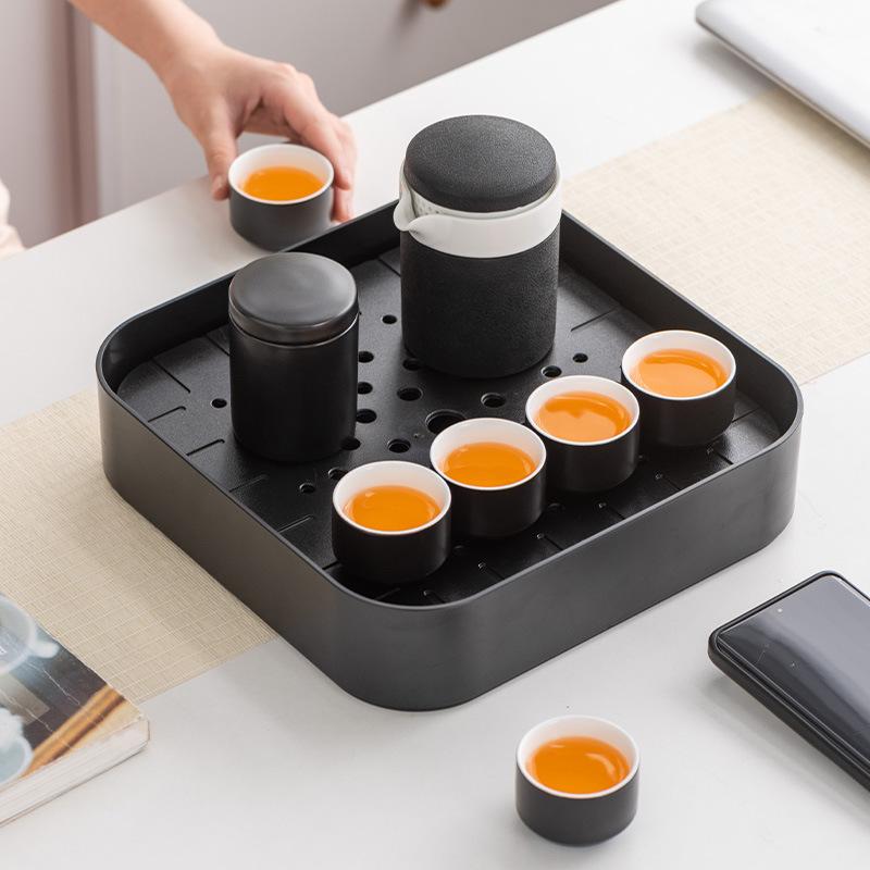 Light Luxury Outdoor Kung Fu Travel Tea Set, a Pot of Six Cups of Tea Trays, Simple and Portable, High-end Business Commemorative Gifts