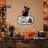 Ideias Únicas de Presente de Feriado Halloween Placa de Boas-Vindas de Madeira Gato Preto Fantasma Abóbora Decoração Suspensa Decorações Internas Externas para Varanda Rústico