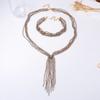 2 PCS Exaggerated Beaded Choker Necklace 2 Layers Women Collarbone Chain  Daily