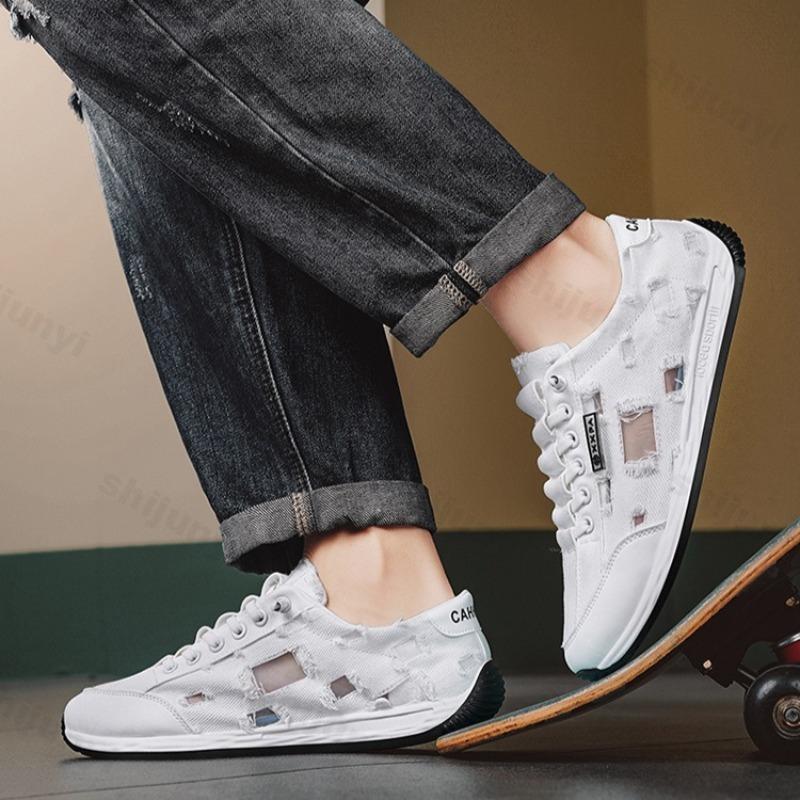 Fashion 2025 Summer New Hollow Mesh Breathable Comfortable Denim Casual Shoes for Men's Fashion Trend Versatile Low Top Chunky sneakers