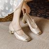 National style with cheongsam single shoes Spring new new Chinese thick heel Mary Jane shoes temperament gentle style French high heels