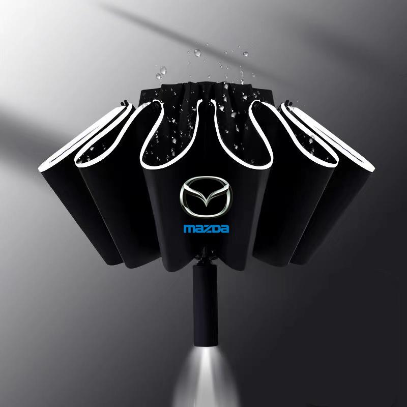 Car Sticker Reverse Folding Umbrella LED Flashlight Reflective Stripe Umbrella for Mazda 3 bk bl 323 Axela Atenza CX-3 CX-4 CX5