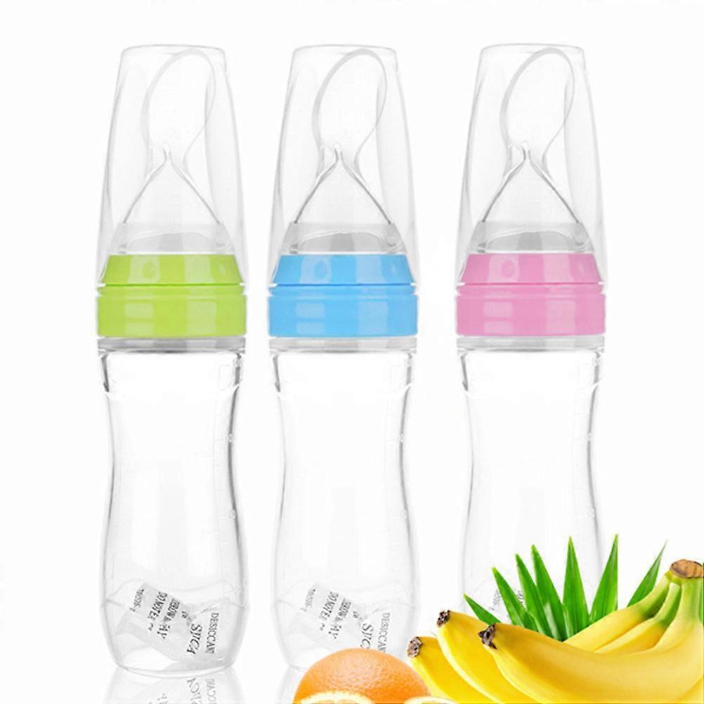 Silicone Nursing Bottle Spoon Head for Baby Feeding 3Pcs Pink Set