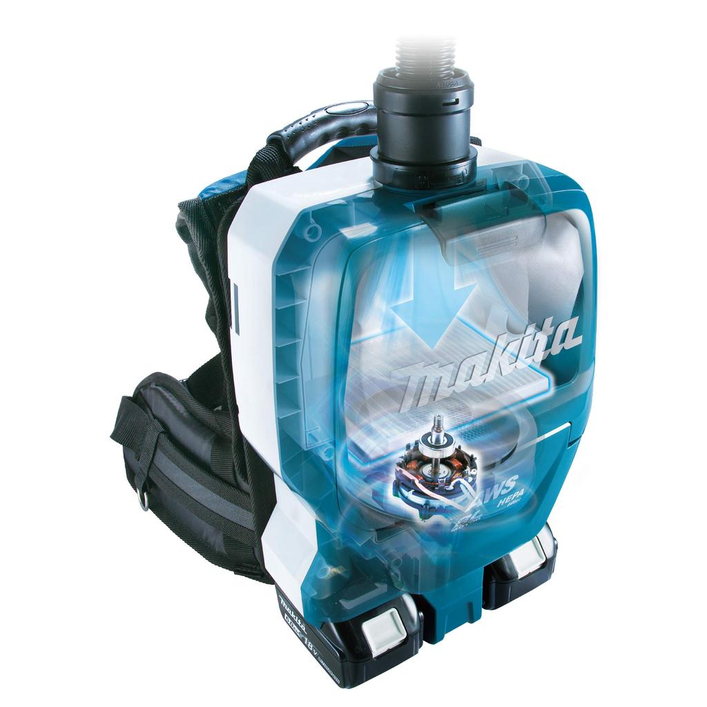 Makita VC265DZ Wiederaufladbarer Rucksack-Staubsammler, 36 V, Einheit separat erhältlich, Akku/Ladegerät/kabellos