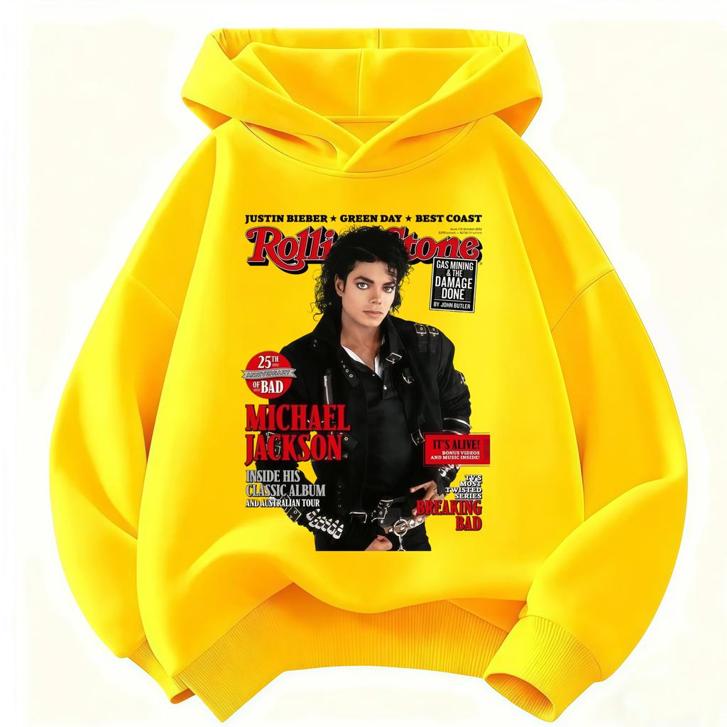 2026 New Children's Hoodie Michael Jackson Print (Unisex) Warm Thickened Retro-Style Superstar Graphic Top for Autumn/Winter