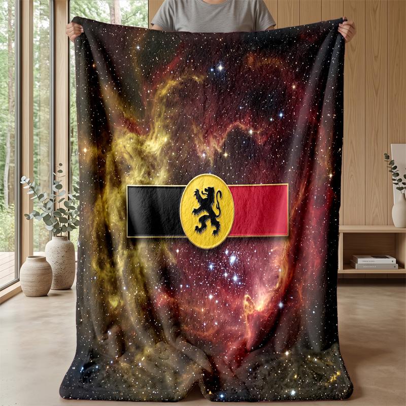 Belgium Football Printed Flannel Blanket Skin Friendly Warm Decorative Throw for Indoor Couch Bed Daily Use