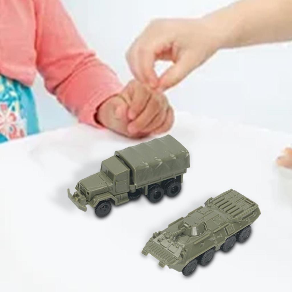2Pcs 1/144 Vehicle Model Building Kits Education Tabletop Decor 4D M35 Truck
