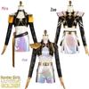 Kpop Demon Hunter Girl Group Cosplay Costume - Zoe, Lumi, Mira Black Gold Stage Outfits