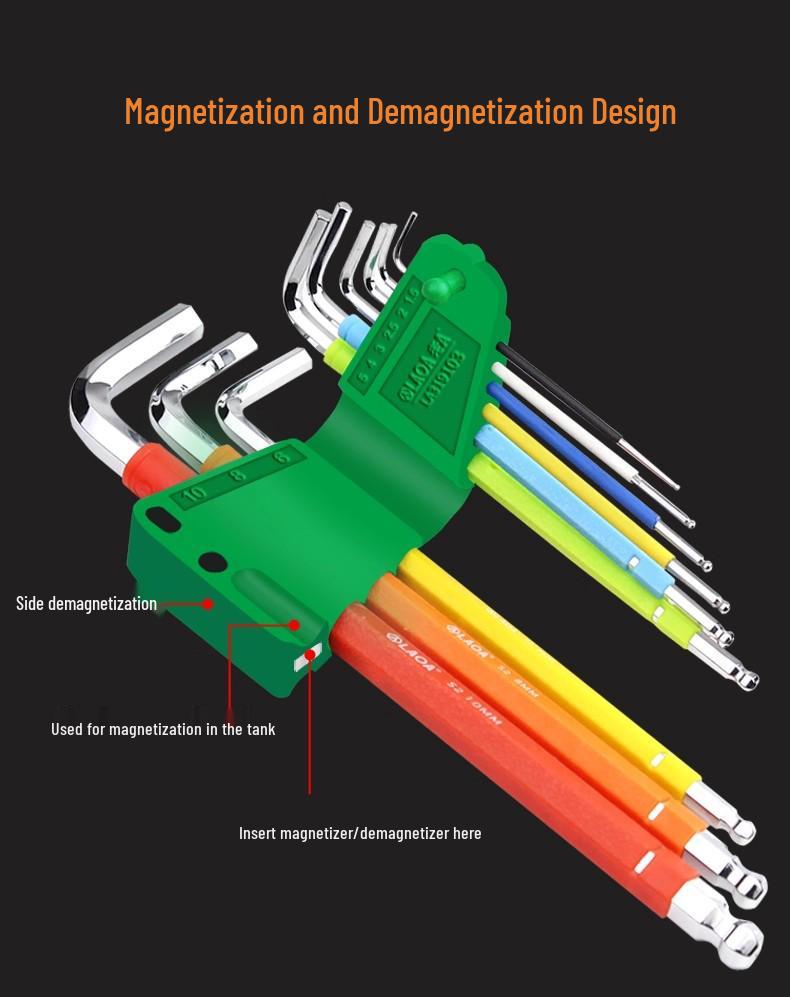A Industrial S2 Alloy Steel 9-Piece Colored Torx Hex Key Set LA319103