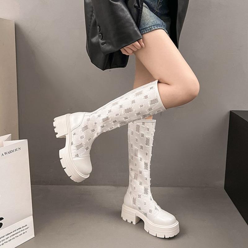 Fashion 2025 New Women's Boots Summer Mesh Breathable Knee-high Boot Designer Women Boots Outdoor Non Slip Platform Boots Botas De Mujer