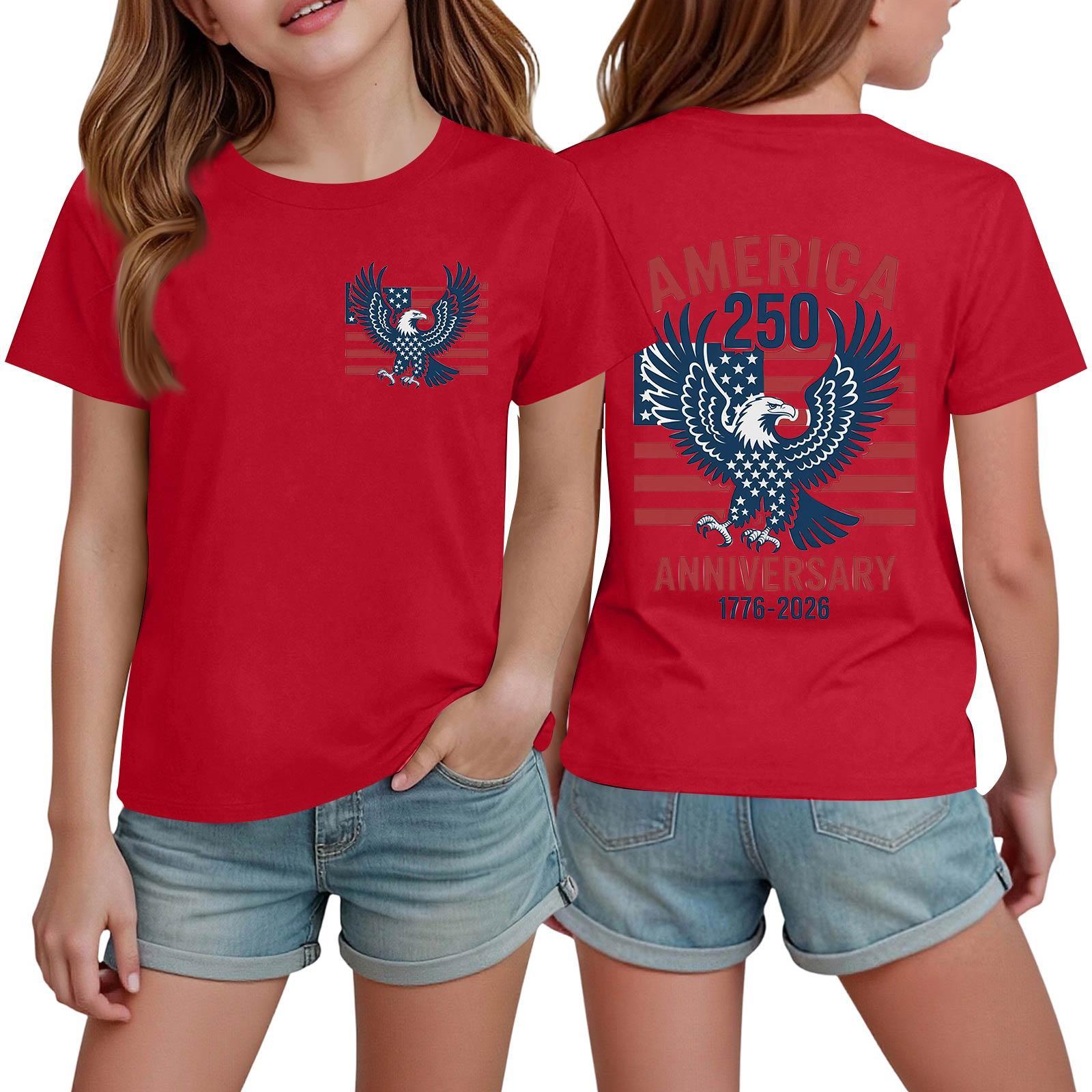 Boys And Girls Printed Fashion Casual Short-Sleeve T-Shirts 100 красный