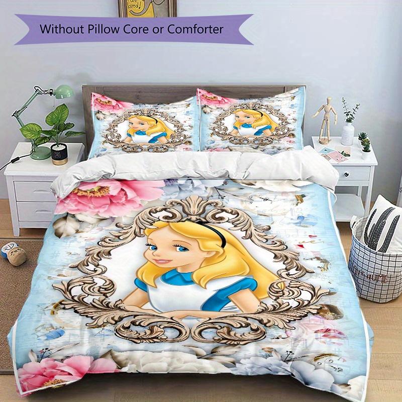 3pcs Princess Alice In Wonderland Bedding Set Includes 1 Quilt Cover and 2 Pillowcases, Comfortable B071
