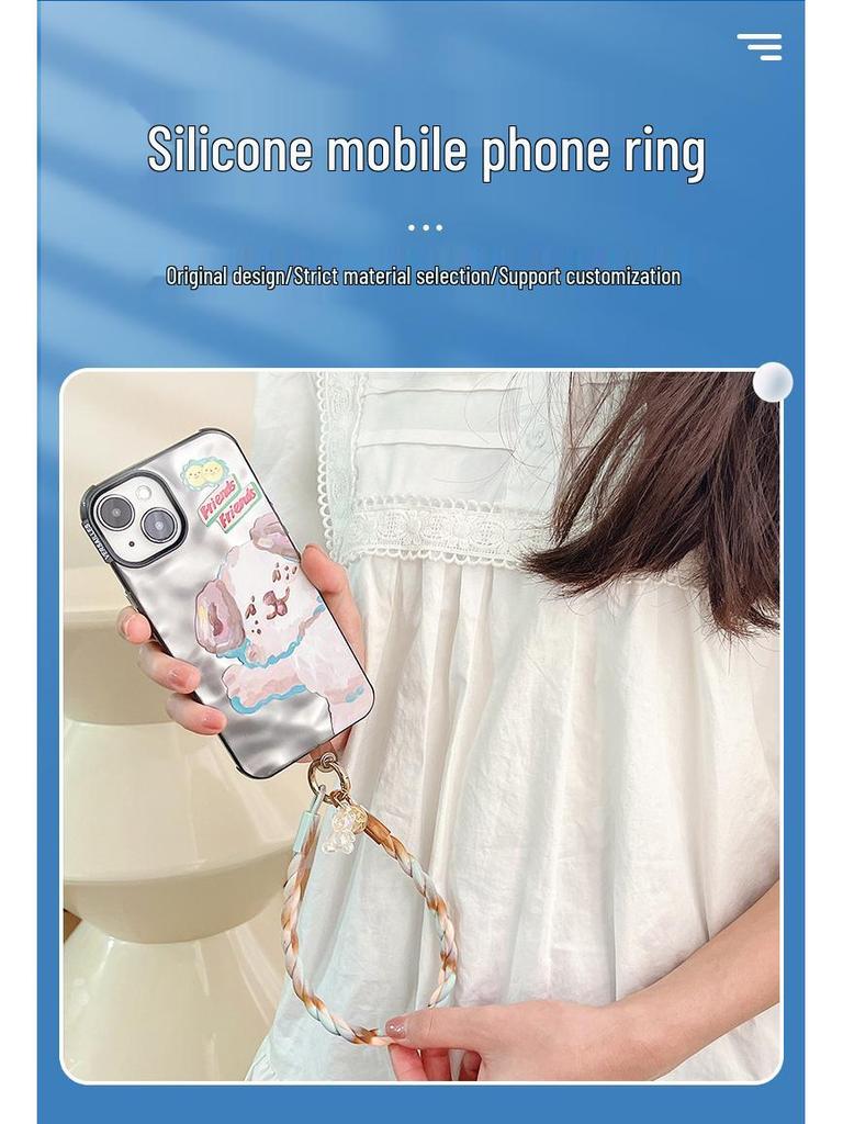 Laccetto da polso originale in silicone con orso luminoso - Catena per telefono anti-smarrimento con anello morbido