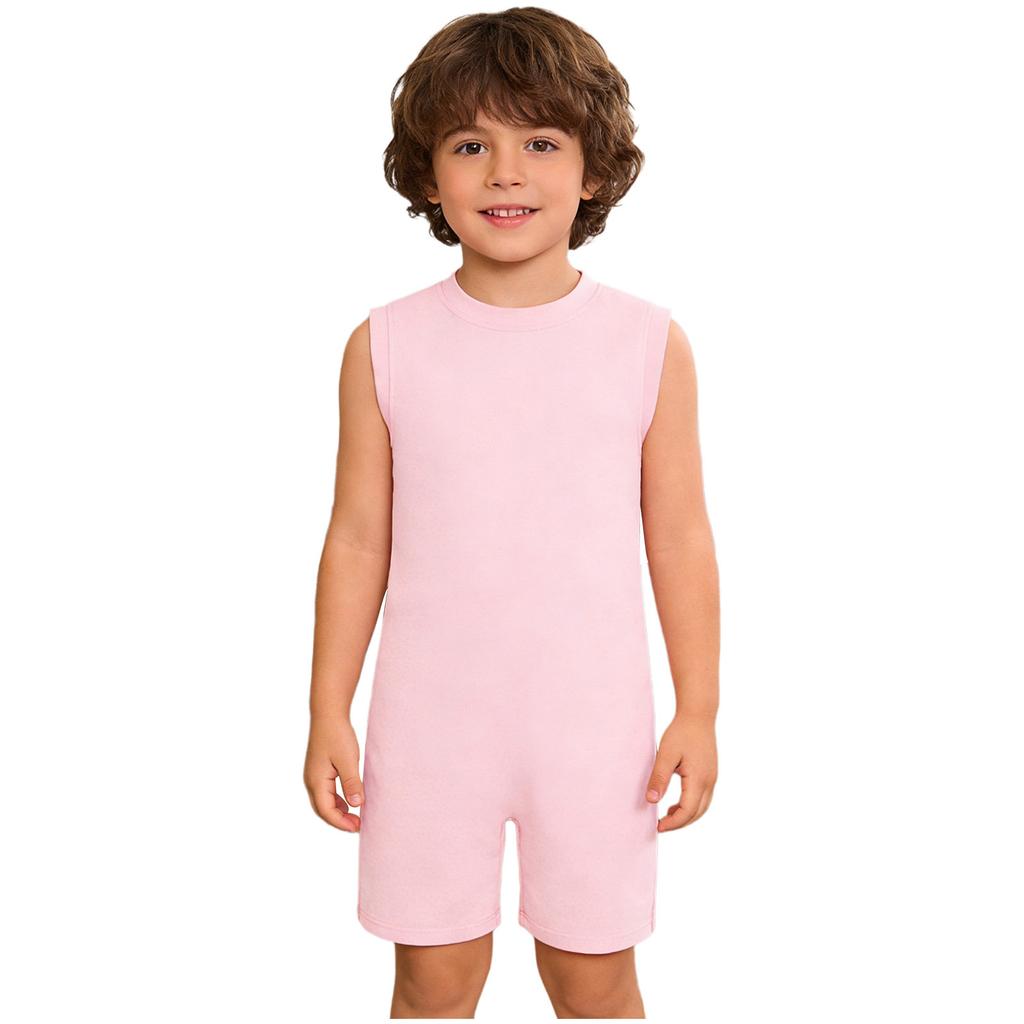 Kids Adaptive Fitness Romper: Round Neck Sleeveless Zipper Jumpsuit for Boys Girls Special Needs Yoga